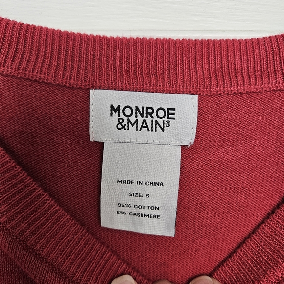 Monroe & Main Women's Cotton & Cashmere Red Sweater Size S - Picture 5 of 7